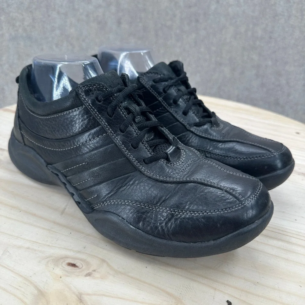 Clarks Clarks Wave Walk Mens 8M Black‎ Leather Lace Up Walking Shoes Sneakers
